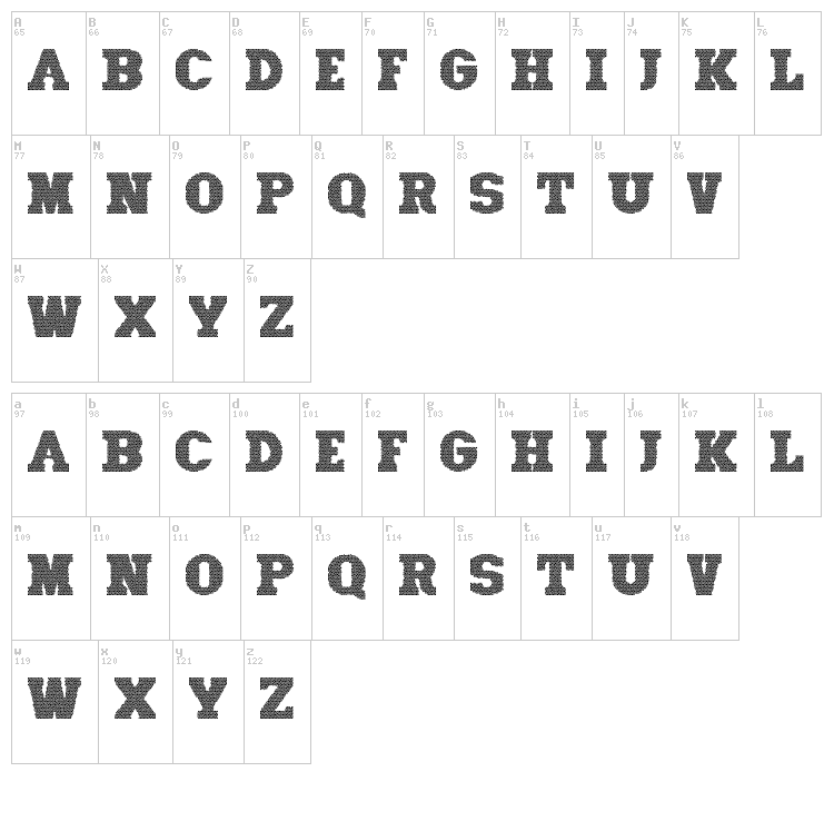Old Mosaic Caps font map